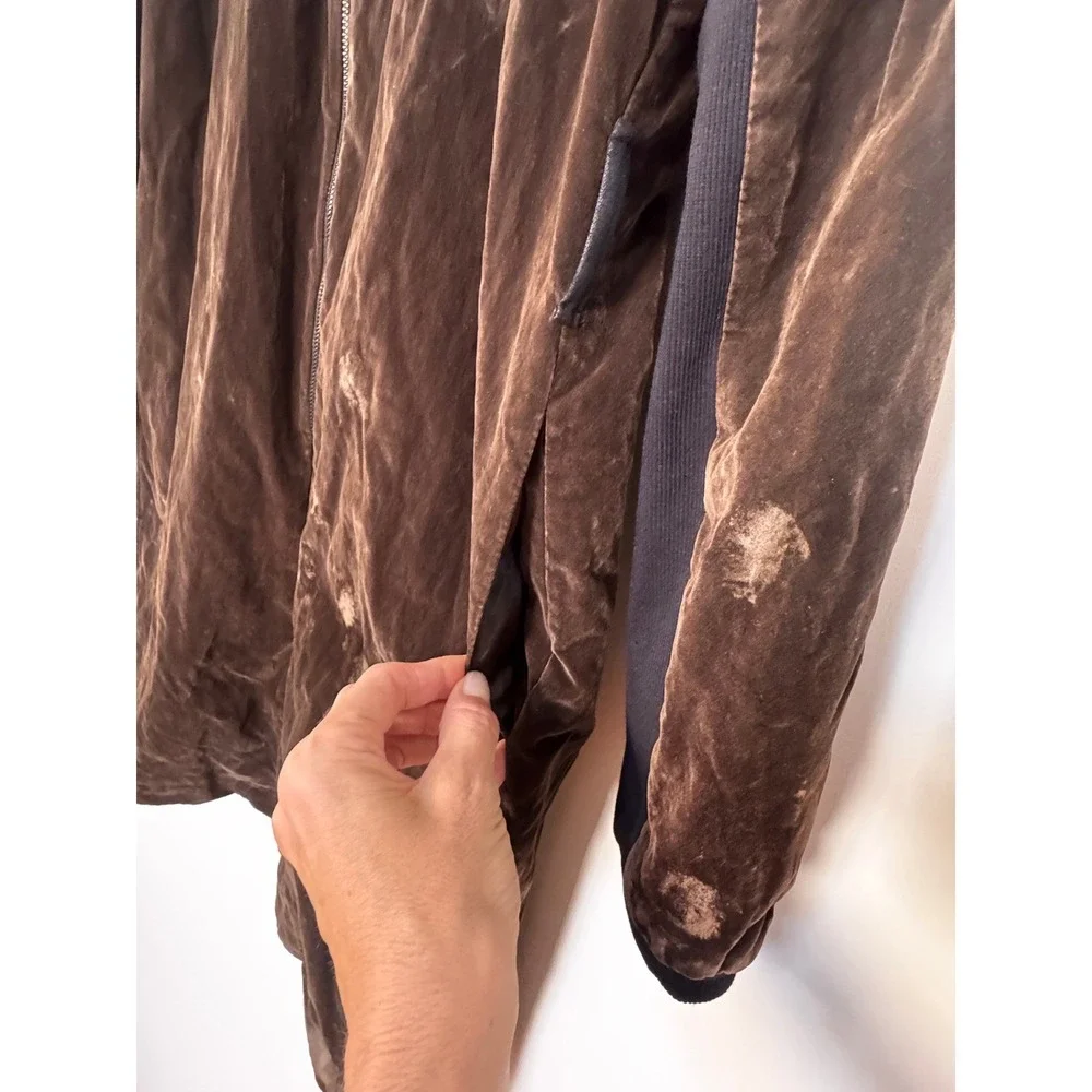 Beate Heymann‎ Street Couture Brown Velvet Longline Bomber Jacket Coat Womens